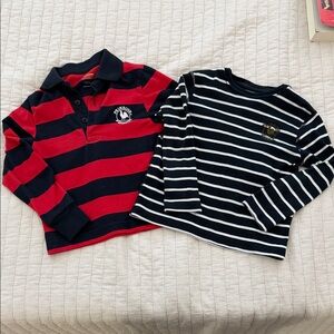 Primrose School Uniform Red and Navy Striped Polo and Tee Set